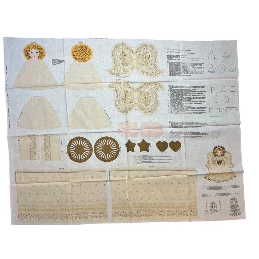 Vintage Cranston Christmas Angel Fabric Panel Cut Sew Keepsake Crafts Uncut